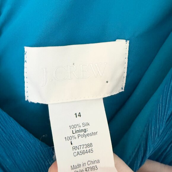 Women J.Crew V Neck Silk Cocktail Mini Dress Lined in Teal Size14 - Picture 3 of 10